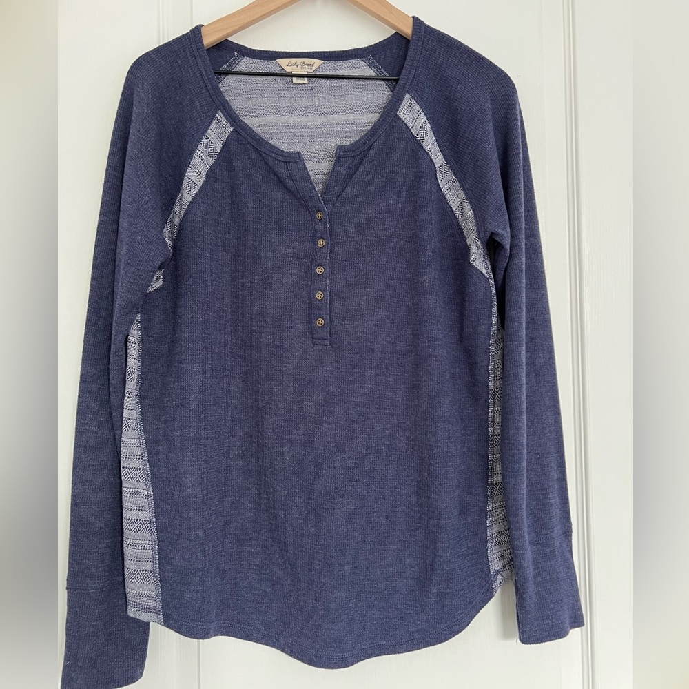 Lucky Brand Thermal Henley Shirt | blue | XL